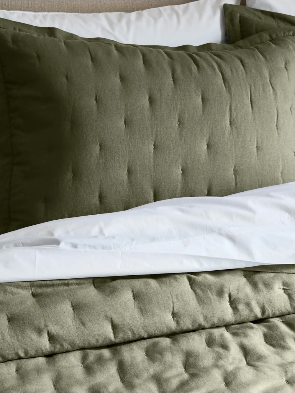 NWOT Quince Dusty Olive European Linen Dream Quilt and Shams Set Retail 234 - Picture 4 of 7
